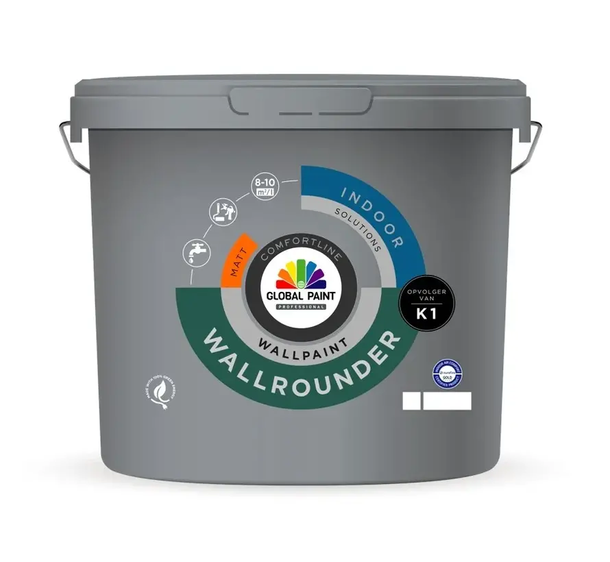 Global Paint Wallrounder Matt | Matte Muurverf & Plafondverf - 1 LTR 