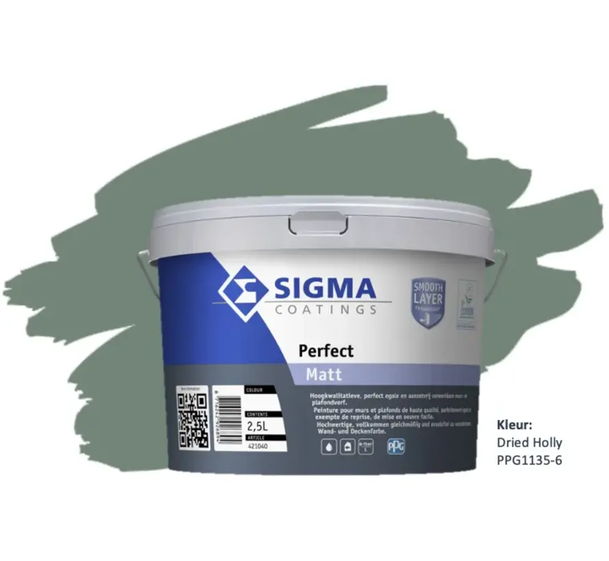 Sigma Perfect Matt | PPG1135-6  Dried Holly - 1 LTR