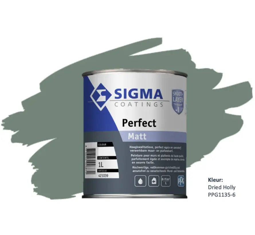 Sigma Perfect Matt | PPG1135-6  Dried Holly - 1 LTR