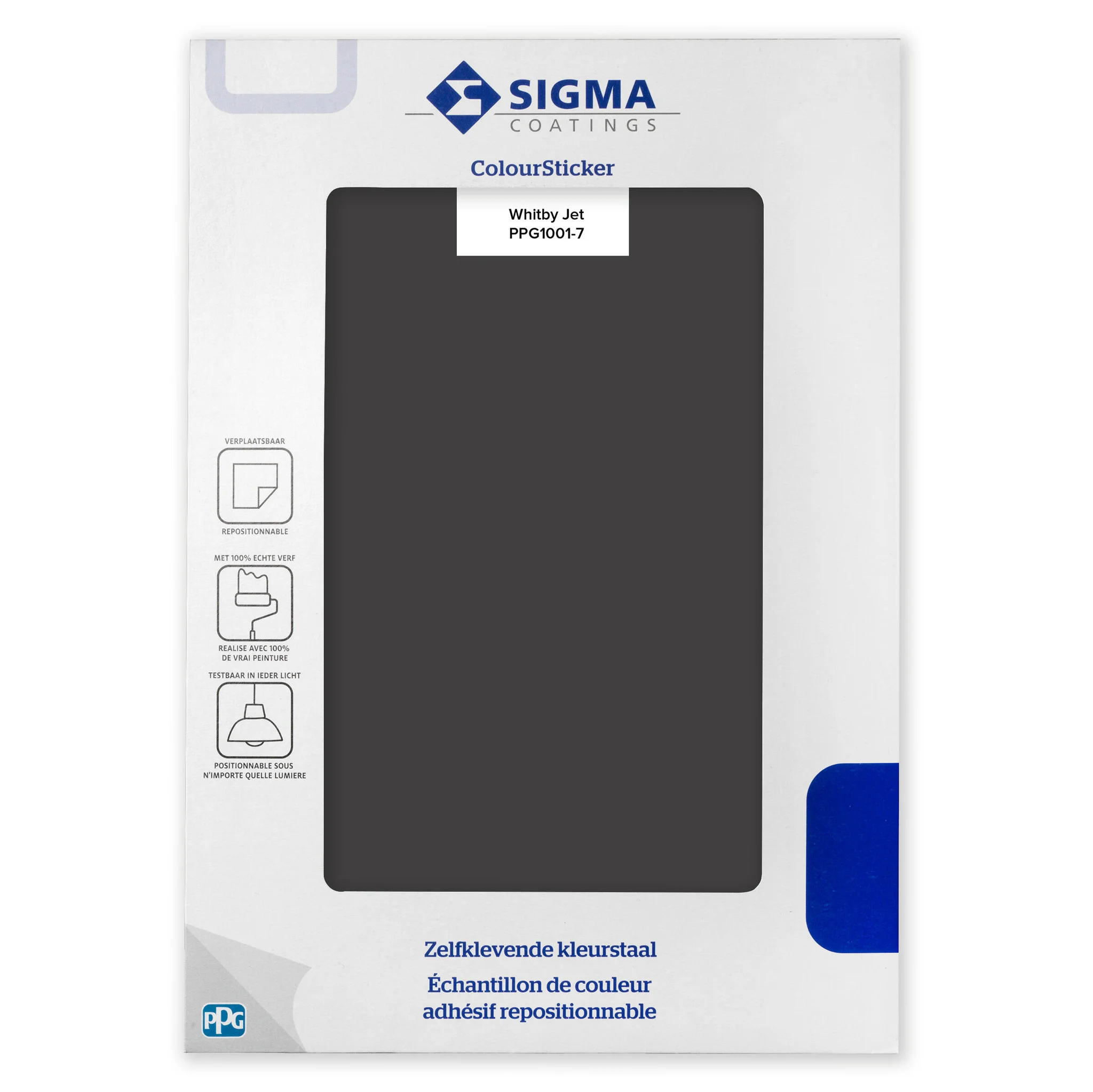 Sigma ColourSticker Whitby Jet PPG1001|7 | Zelfklevende Kleurstaal | 1 ST