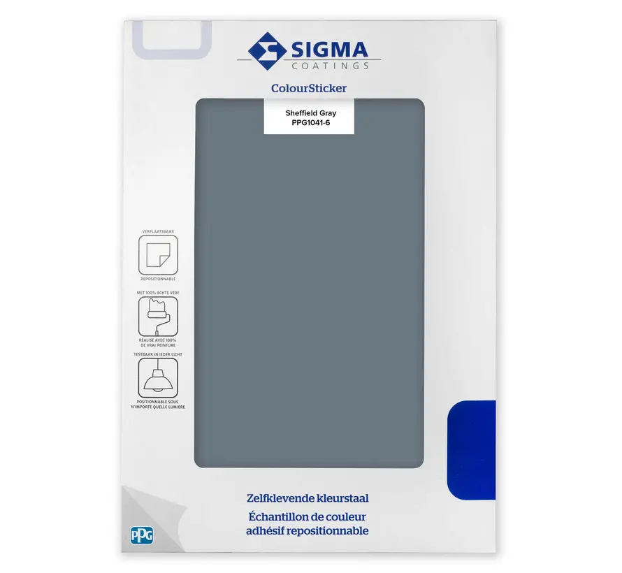 Kleurstaal Sigma ColourSticker Sheffield Gray PPG1041-6 | Zelfklevende Kleurstaal - A5 Formaat