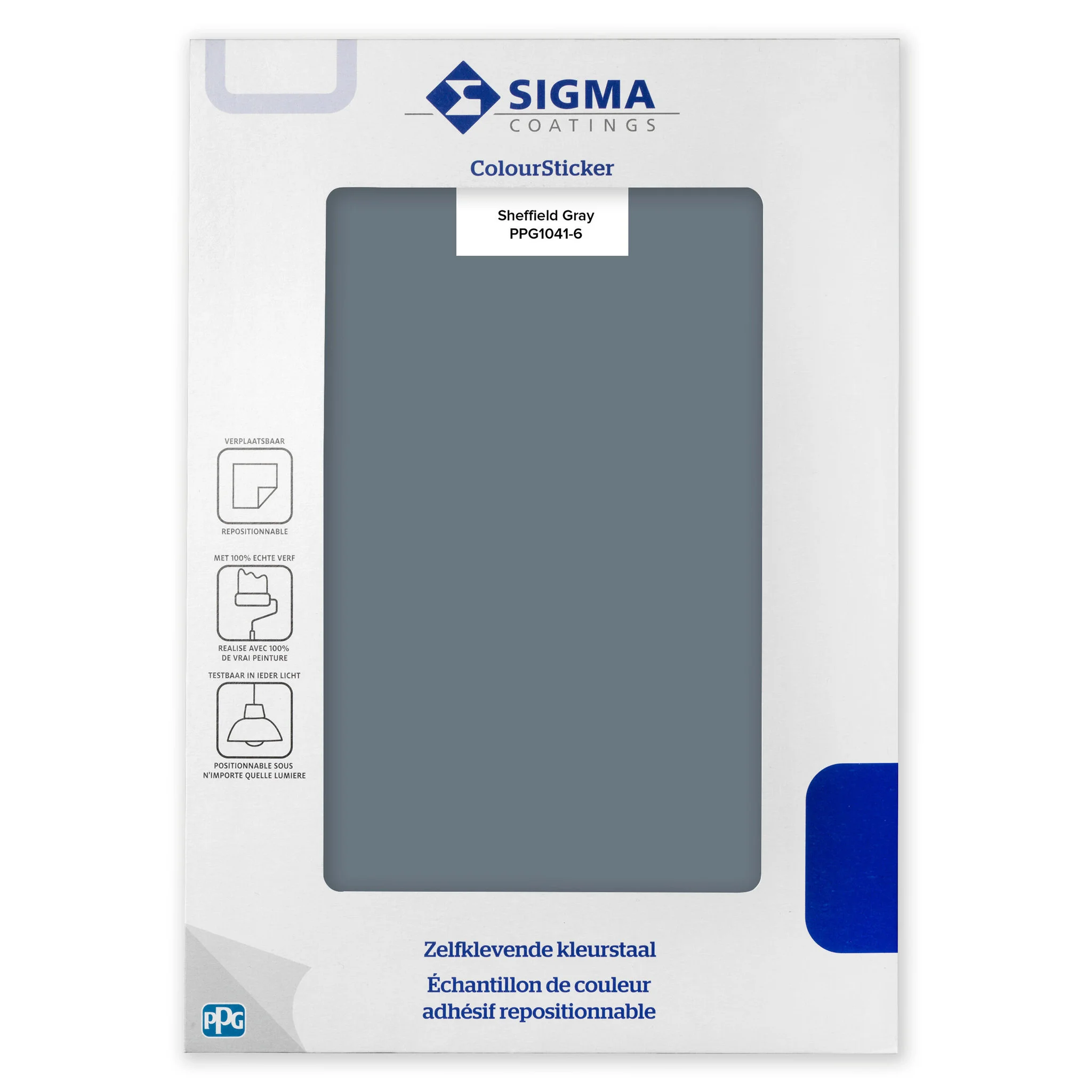Sigma ColourSticker Sheffield Gray PPG1041|6 | Zelfklevende Kleurstaal | 1 ST