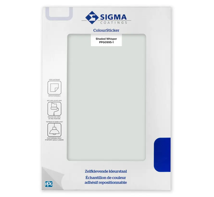 Kleurstaal Sigma ColourSticker Shaded Whisper PPG995-1 | Zelfklevende Kleurstaal - A5 Formaat