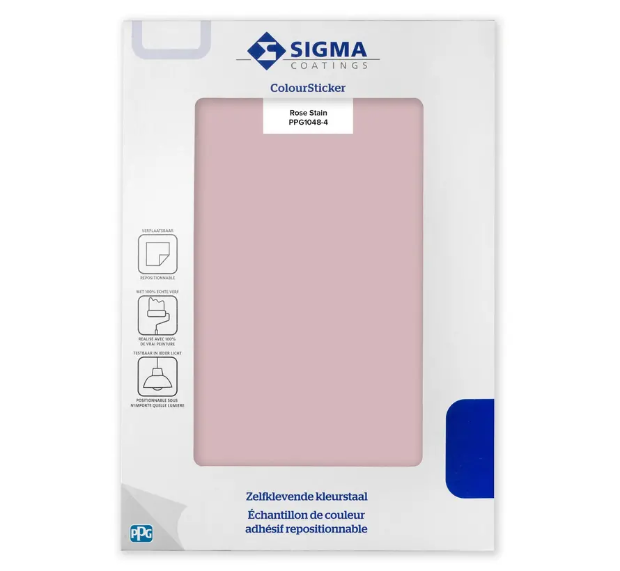 Kleurstaal Sigma ColourSticker Rose Stain PPG1048-4 | Zelfklevende Kleurstaal - A5 Formaat