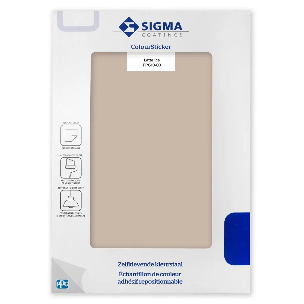 Kleurstaal Sigma ColourSticker Latte Ice PPG18-03 | Zelfklevende Kleurstaal Kleurstaal Sigma ColourSticker Latte Ice PPG18-03 | Zelfklevende Kleurstaal