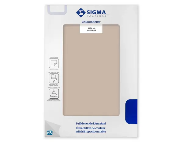 Kleurstaal Sigma ColourSticker Latte Ice PPG18-03 | Zelfklevende Kleurstaal Kleurstaal Sigma ColourSticker Latte Ice PPG18-03 | Zelfklevende Kleurstaal
