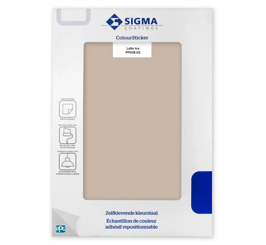 Kleurstaal Sigma ColourSticker Latte Ice PPG18-03 | Zelfklevende Kleurstaal - A5 Formaat