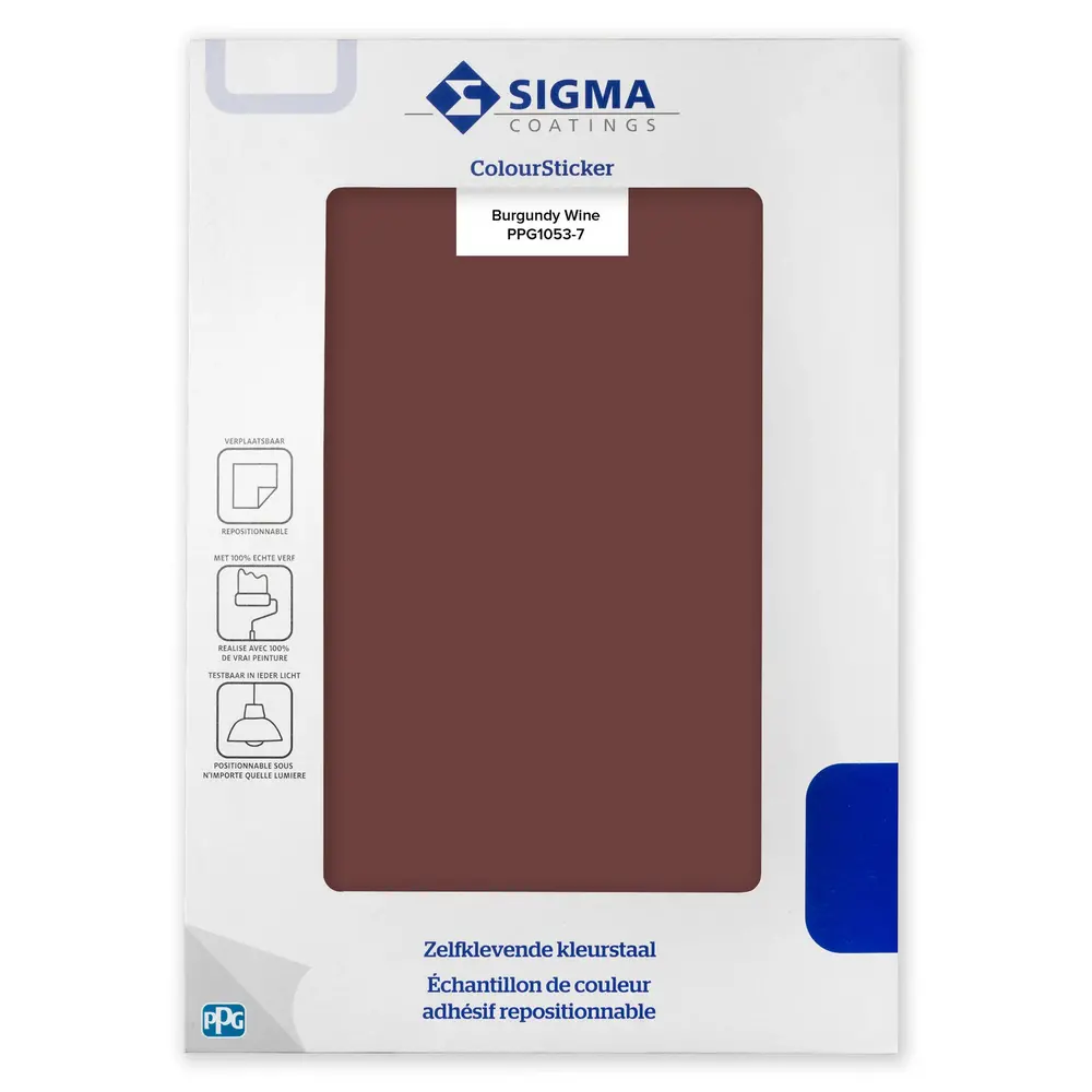 Kleurstaal Sigma ColourSticker Burgundy Wine PPG1053-7 | Zelfklevende Kleurstaal