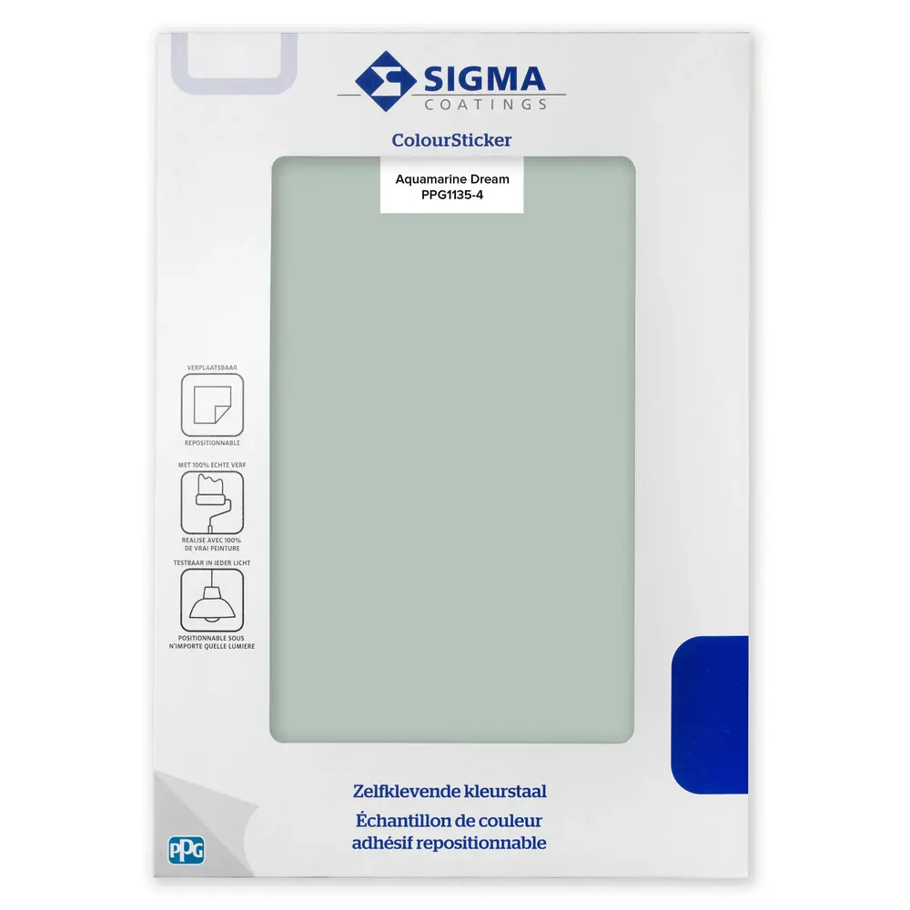 Sigma Sigma ColourSticker Aquamarine Dream PPG1135-4 | Zelfklevende Kleurstaal