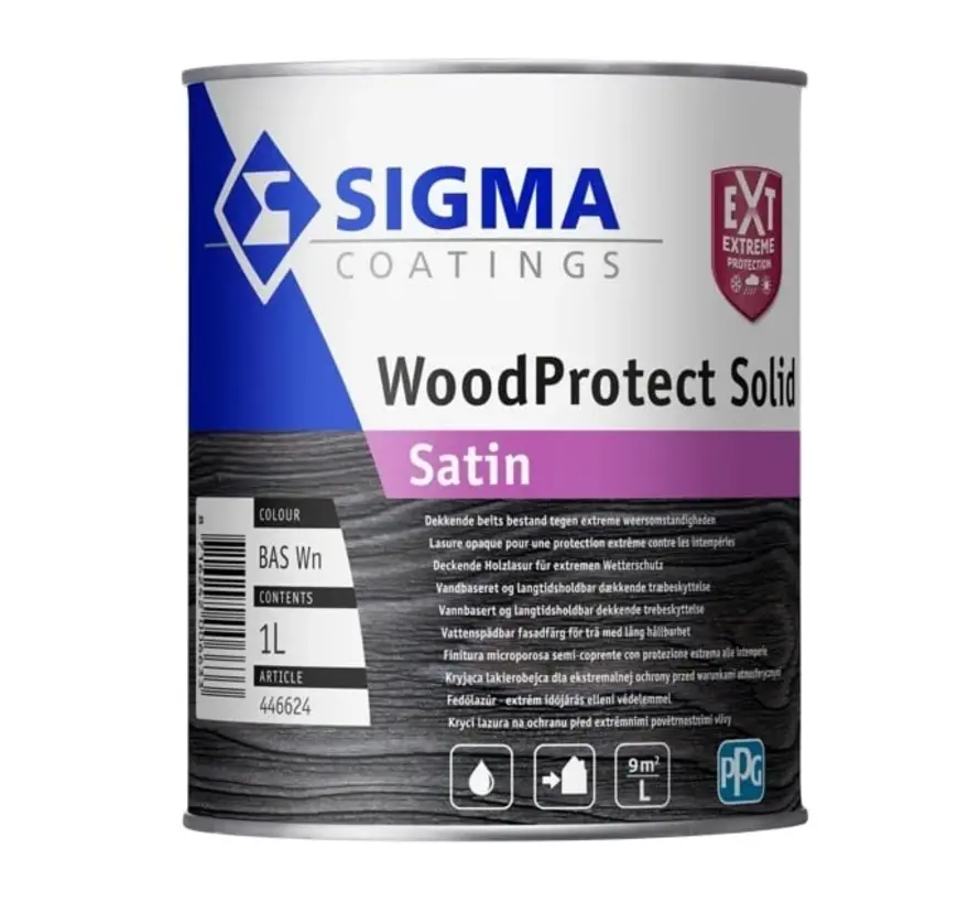 Sigma WoodProtect Solid Satin | Dekkende Houtverf Buiten - 1 LTR 