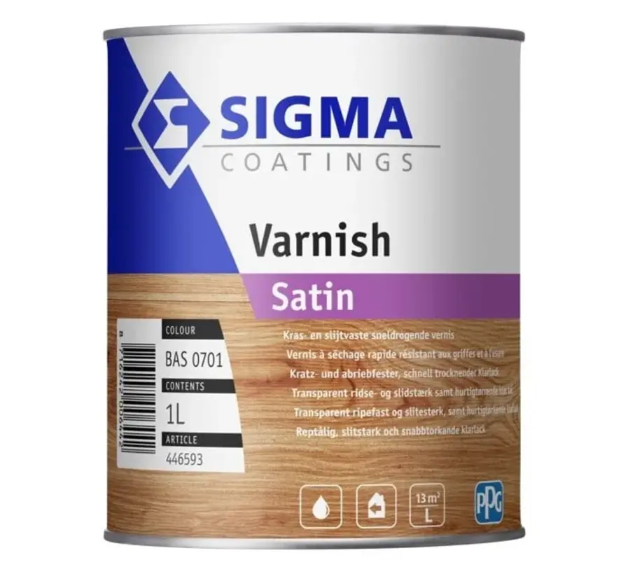 Sigma Varnish Satin | Zijdeglans Blanke Lakverf Binnen - 1 LTR