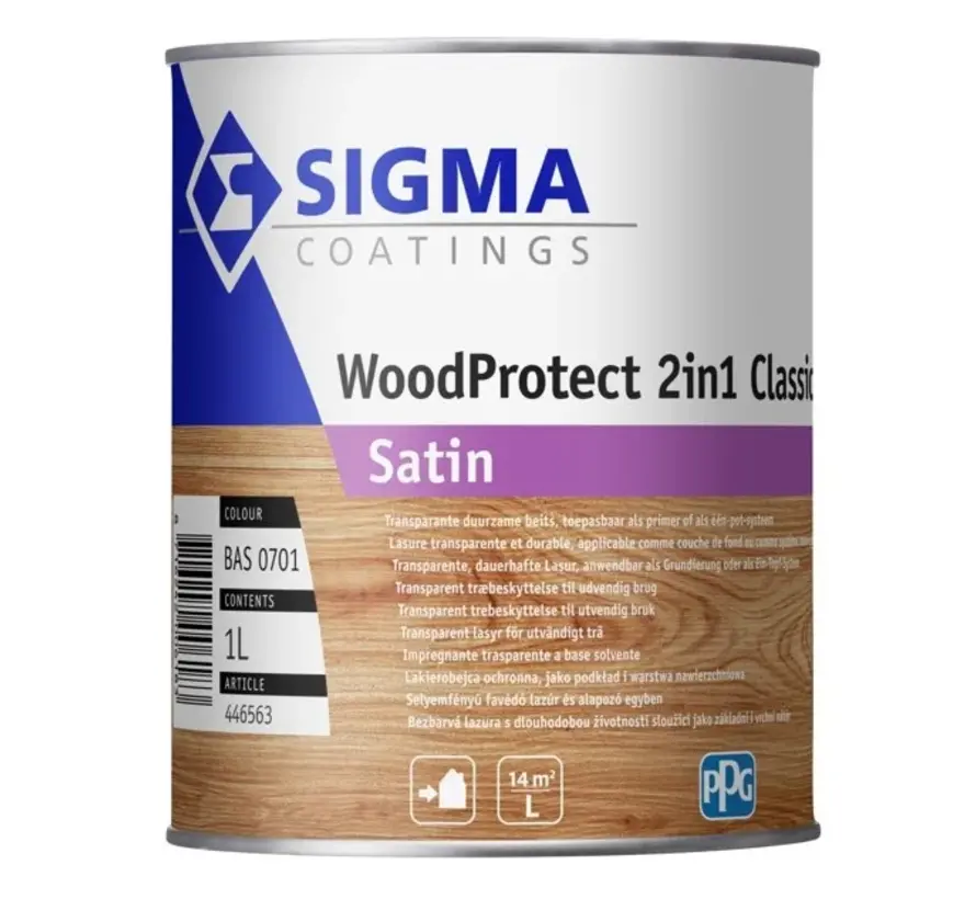 Sigma WoodProtect 2in1 Classic Satin | Zijdeglans Impregnerende Beits - 1 LTR 