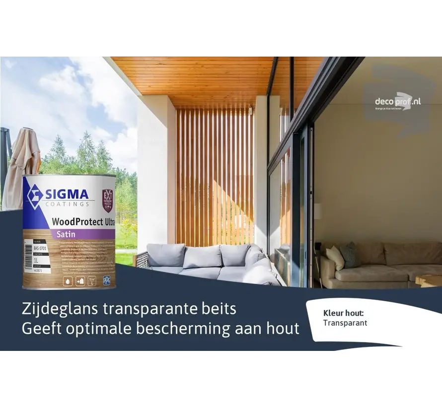 Sigma WoodProtect Ultra Satin | Transparante Zijdeglans Beits - 1 LTR 