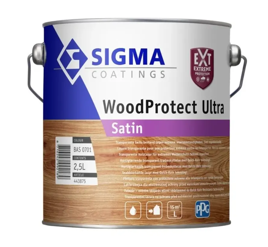 Sigma WoodProtect Ultra Satin | Transparante Zijdeglans Beits - 1 LTR 