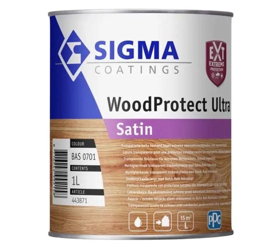 Sigma WoodProtect Ultra Satin | Transparante Zijdeglans Beits - 1 LTR 