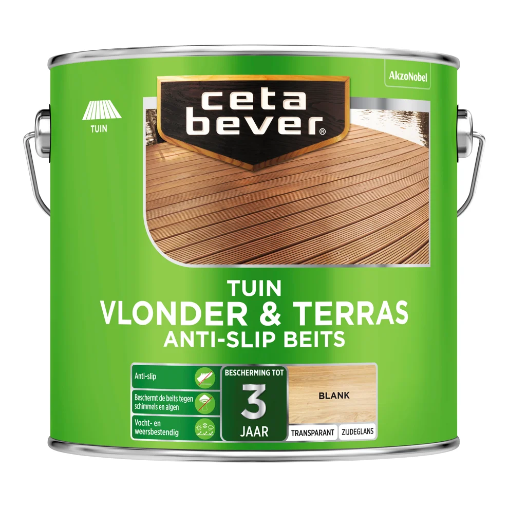 Tuin Vlonder en Terras Anti Slip Beits Transparant Zijdeglans Blank | 2,5 LTR