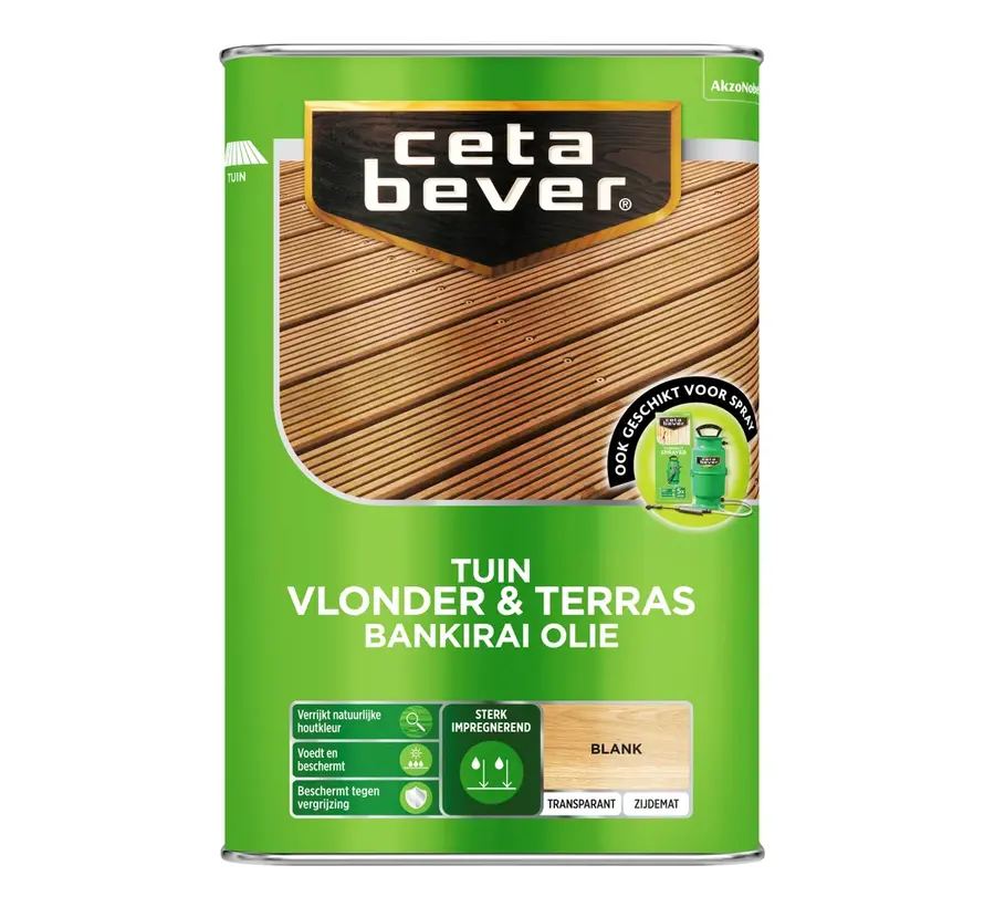 CetaBever Tuin Vlonder & Terras Bankirai Olie Blank - 2,5 LTR