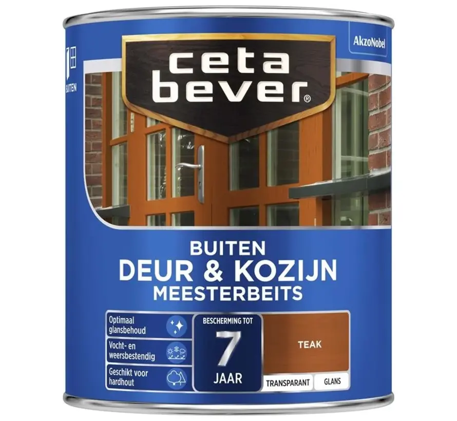 CetaBever Meesterbeits Deur & Kozijn Glans 085 Teak Transparant - 750 ML