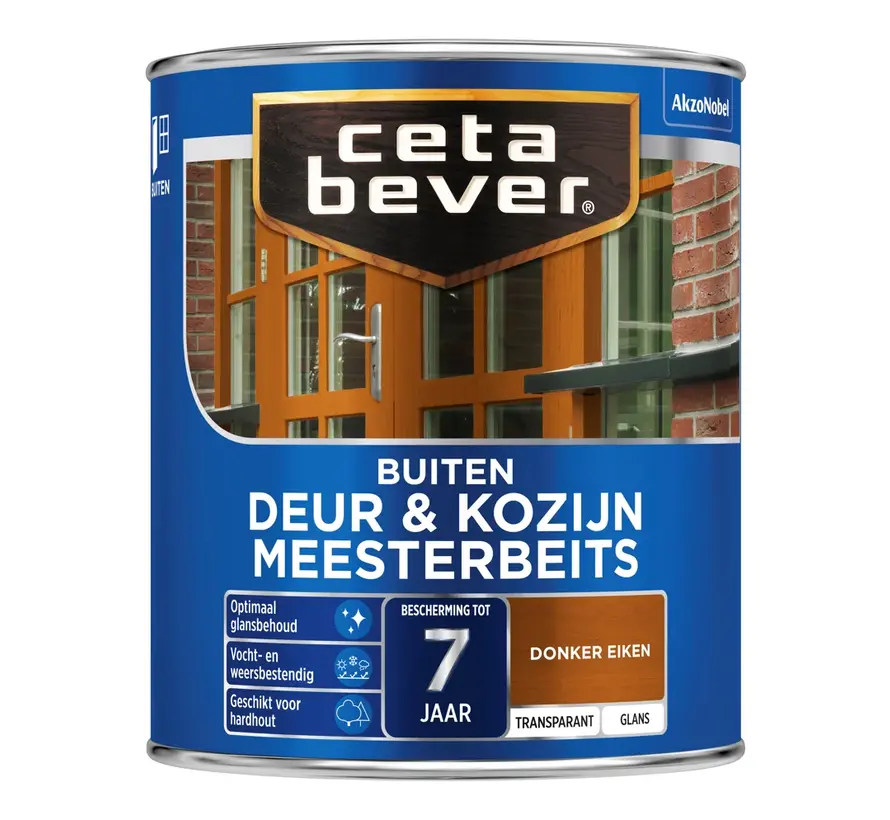 CetaBever Meesterbeits Deur & Kozijn Glans 009 Donker Eiken Transparant - 750 ML