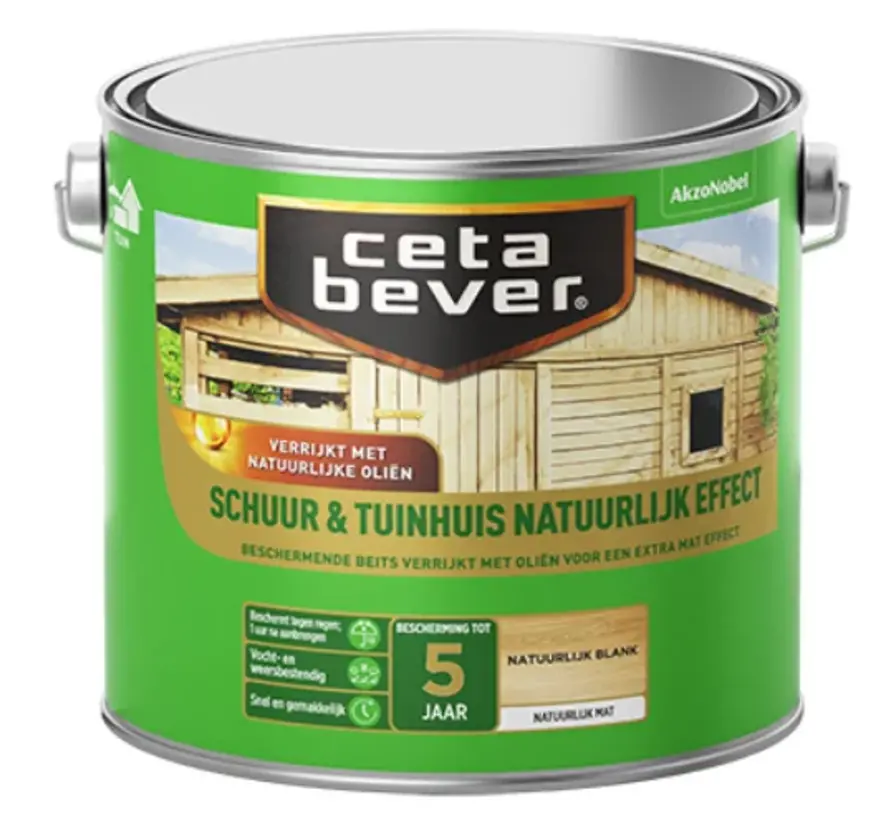 CetaBever Schuur & Tuinhuis Beits Natuurlijk Effect Blank - 2,5 LTR