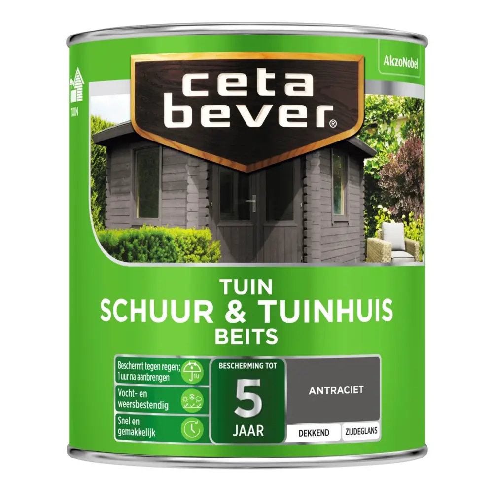 CetaBever Schuur & Tuinhuis Beits Antraciet Dekkend