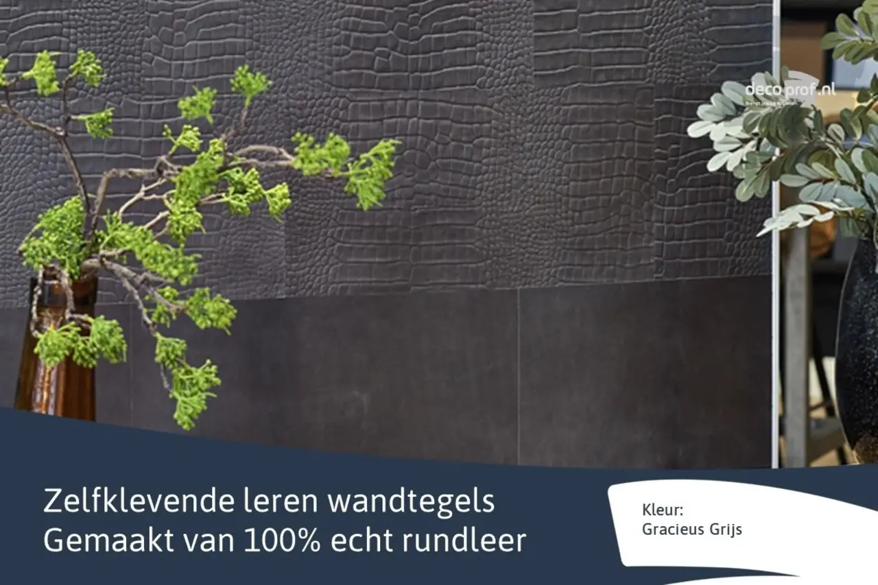 Walluxe Leathr Gracieus Grijs Uni Zelfklevend Walluxe Leathr Gracieus Grijs Uni Zelfklevend
