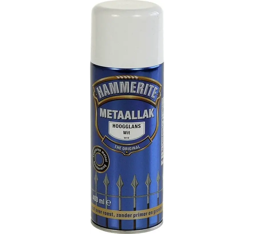 Hammerite Metaallak Hoogglans Wit S010 Spuitbus - 400 ML