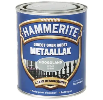 Hammerite Metaallak Hoogglans Grijs S018