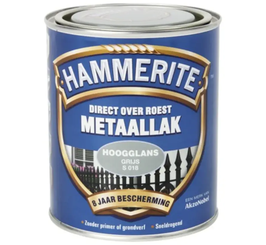 Hammerite Metaallak Hoogglans Grijs S018 - 250 ML