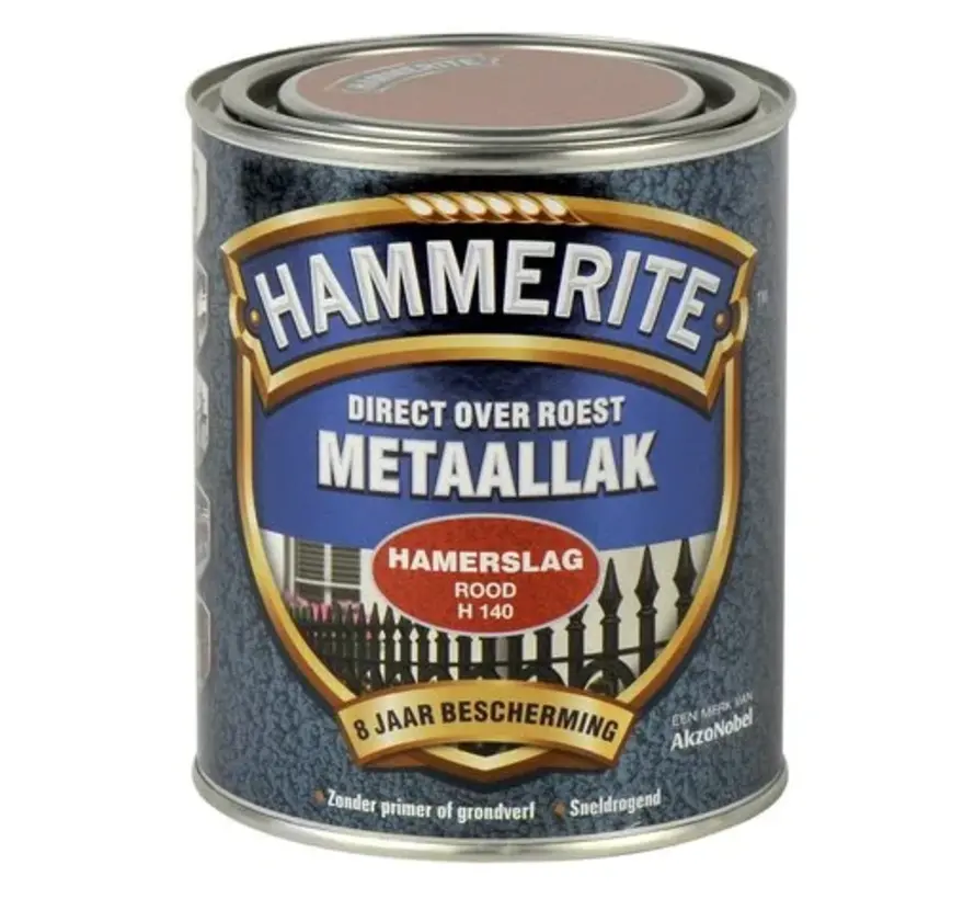 Hammerite Metaallak Hamerslag Rood H140 - 250 ML