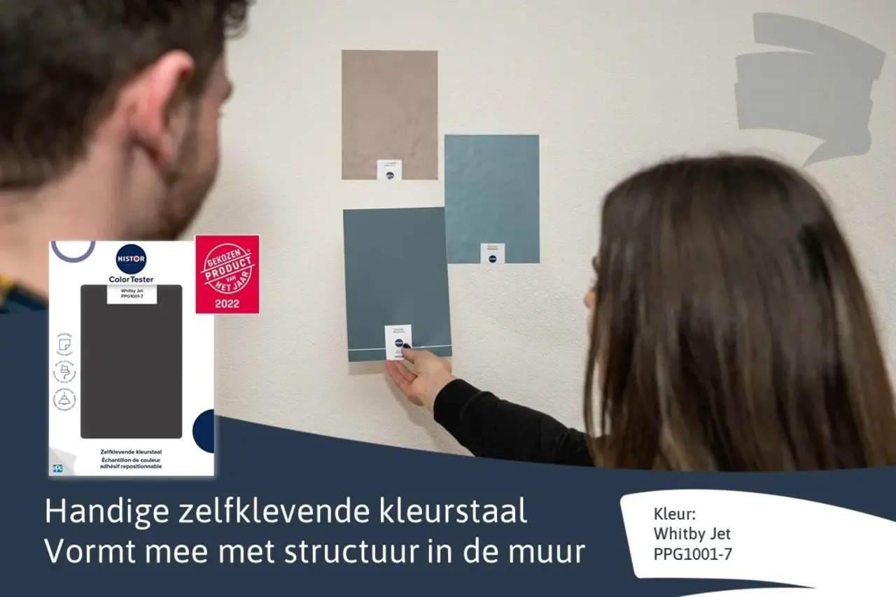 Kleurstaal Histor Colortester Whitby Jet PPG1001-7 | Zelfklevende Kleurstaal