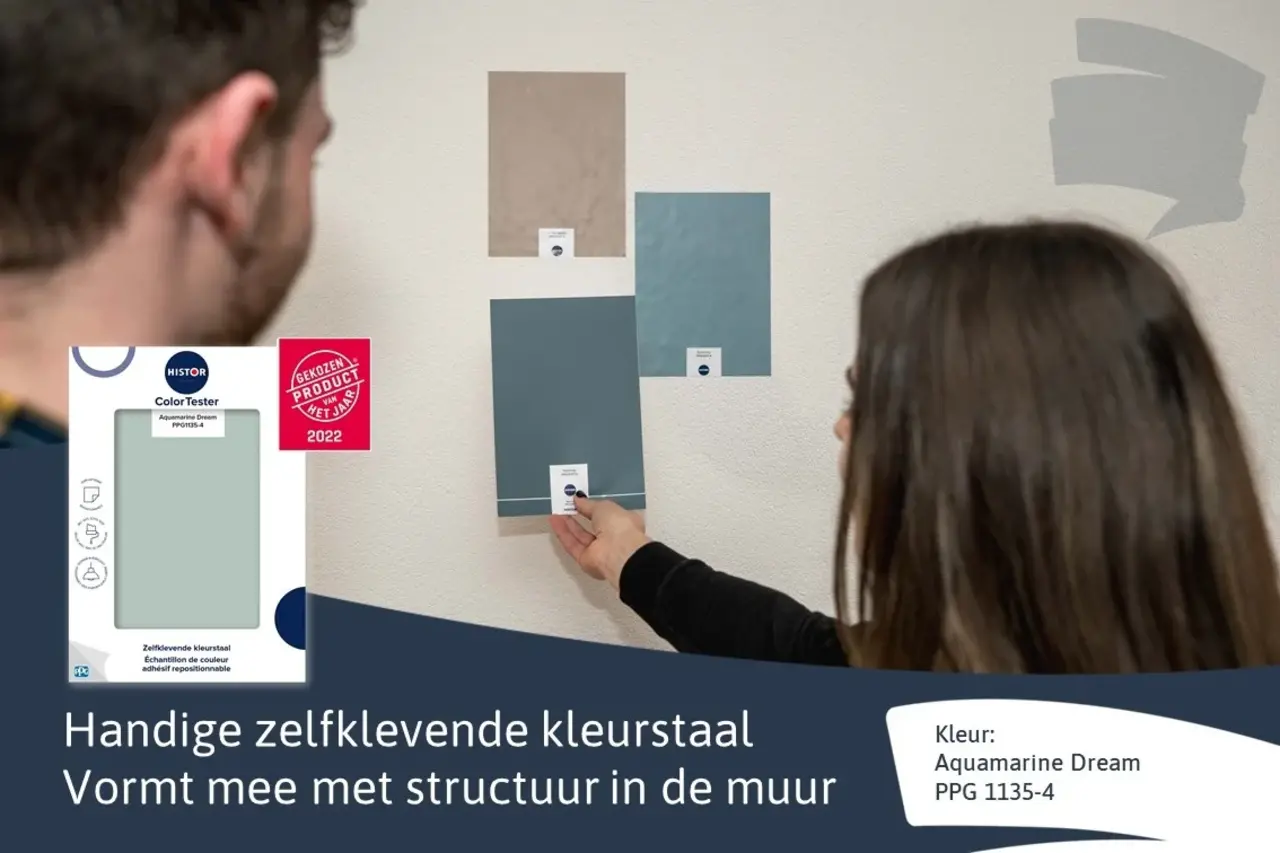 Histor Histor Colortester Aquamarine Dream PPG1135-4 | Zelfklevende Kleurstaal Histor Histor Colortester Aquamarine Dream PPG1135-4 | Zelfklevende Kleurstaal