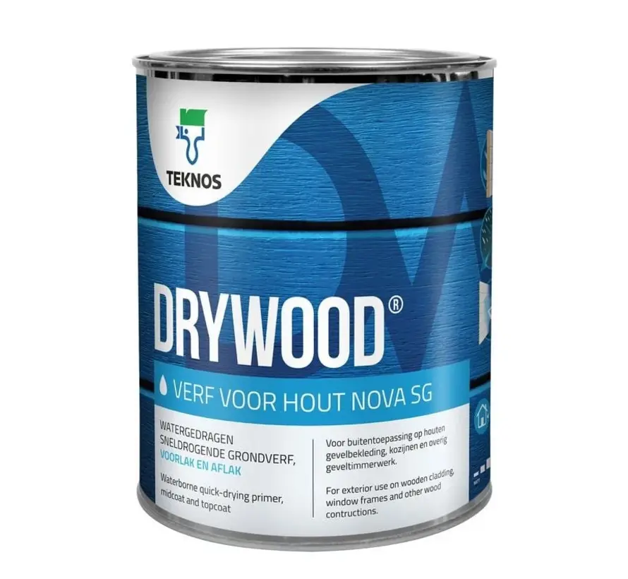 Drywood Verf Voor Hout Nova Zijdeglans | Dekkende Houtverf - 1 LTR 