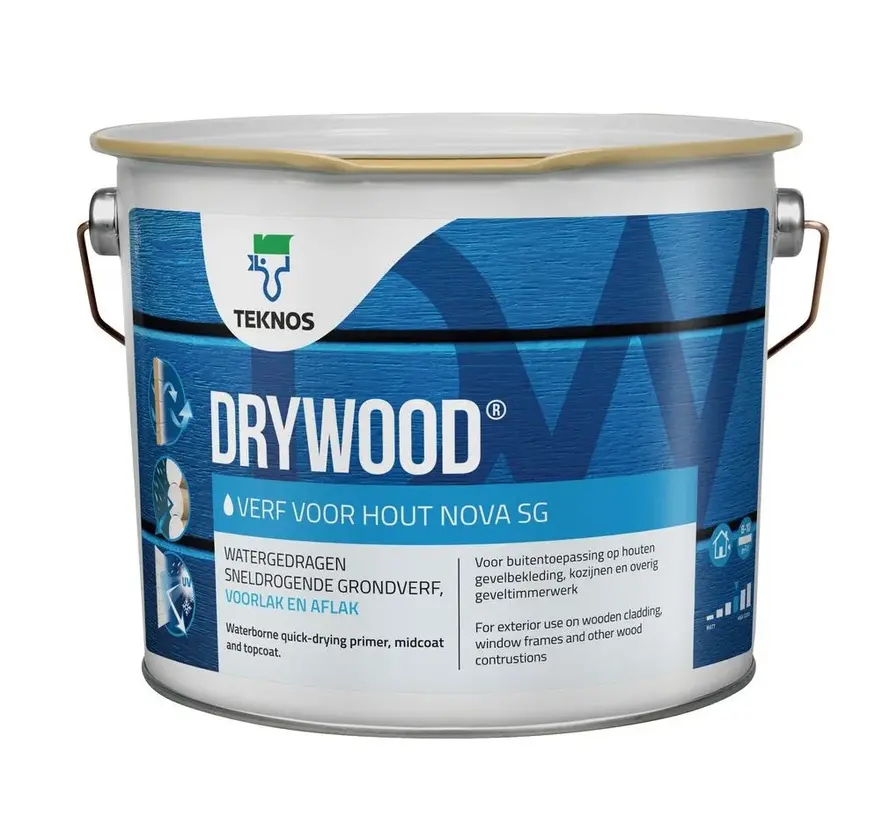 Drywood Verf Voor Hout Nova Zijdeglans | Dekkende Houtverf - 1 LTR 