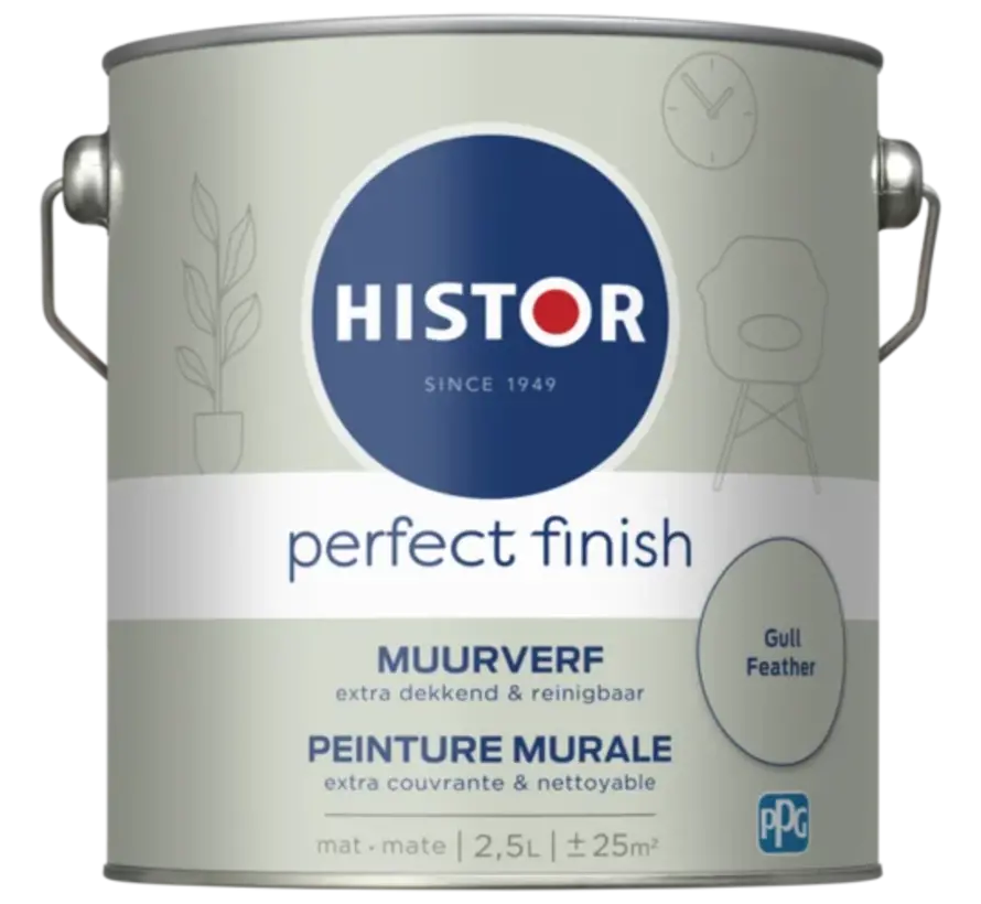 Histor Perfect Finish Muurverf Mat Gull Feather PPG1129-3 - 2,5 LTR