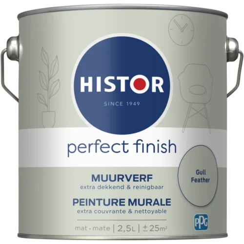 Histor muurverf Perfect Finish mat Gull Feather 2,5L