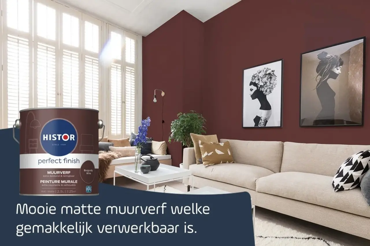 Histor Perfect Finish Muurverf Mat Burgundy Wine PPG1053-7 Histor Perfect Finish Muurverf Mat Burgundy Wine PPG1053-7