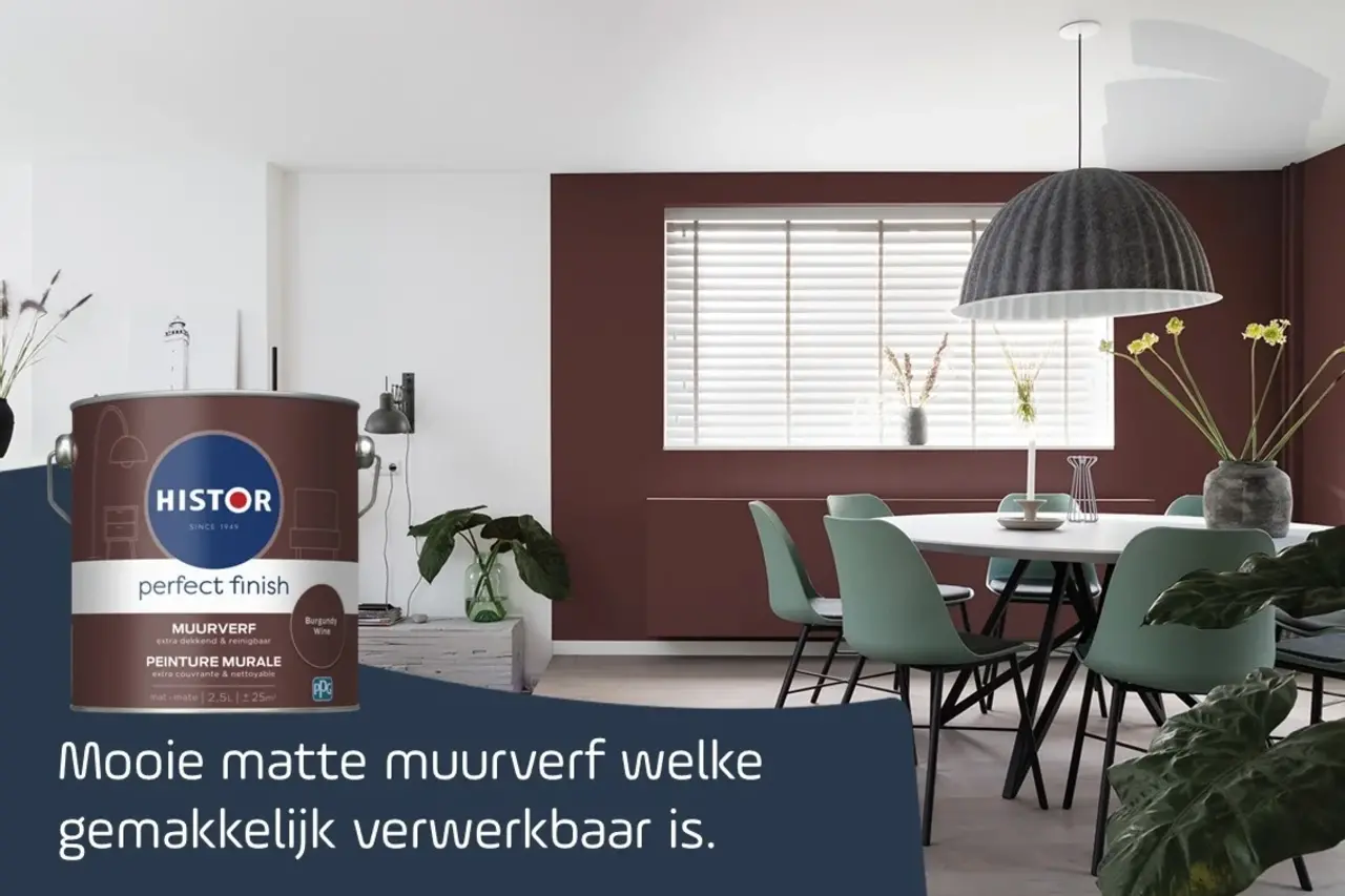 Histor Perfect Finish Muurverf Mat Burgundy Wine PPG1053-7 Histor Perfect Finish Muurverf Mat Burgundy Wine PPG1053-7