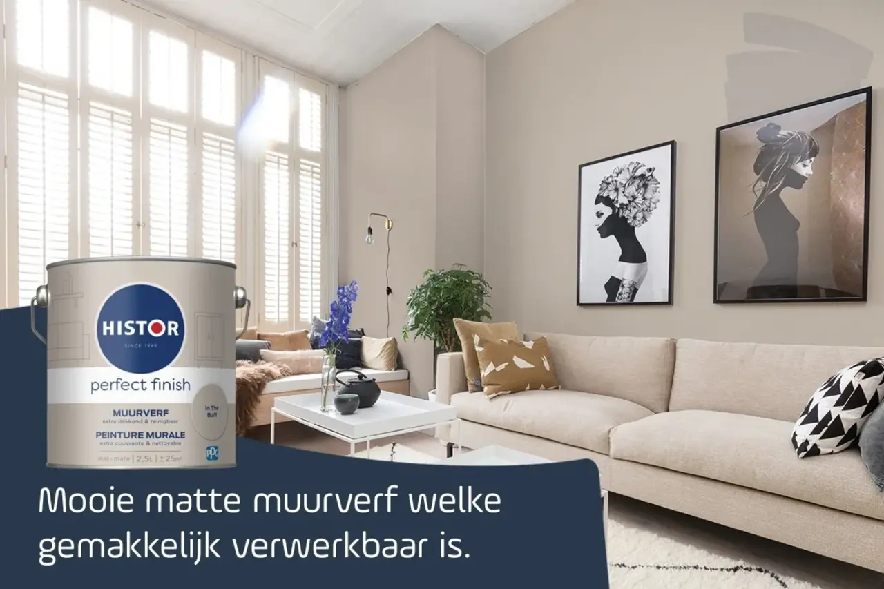 Histor Perfect Finish Muurverf Mat In The Buff PPG1019-2 Histor Perfect Finish Muurverf Mat In The Buff PPG1019-2