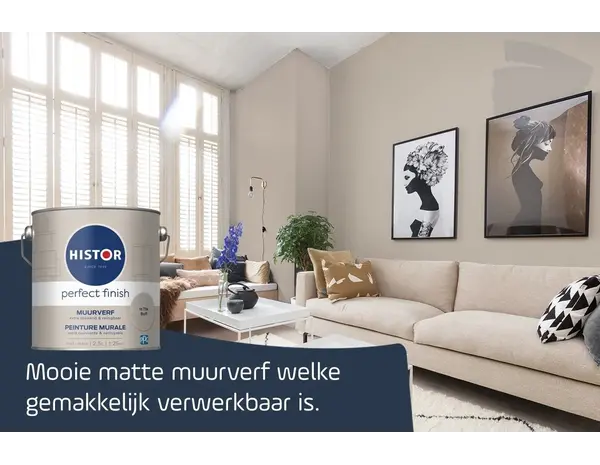 Histor Perfect Finish Muurverf Mat In The Buff PPG1019-2 Histor Perfect Finish Muurverf Mat In The Buff PPG1019-2