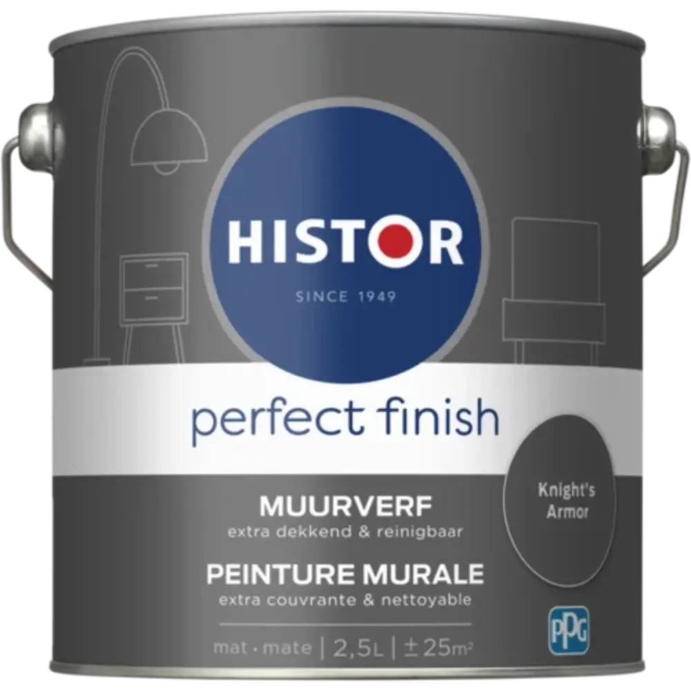 Histor Perfect Finish Muurverf Mat Knights Armor PPG1001-6 Histor Perfect Finish Muurverf Mat Knights Armor PPG1001-6