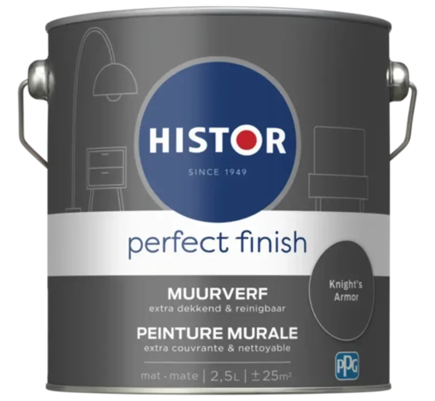 Histor Perfect Finish Muurverf Mat Knights Armor PPG1001-6 - 2,5 LTR