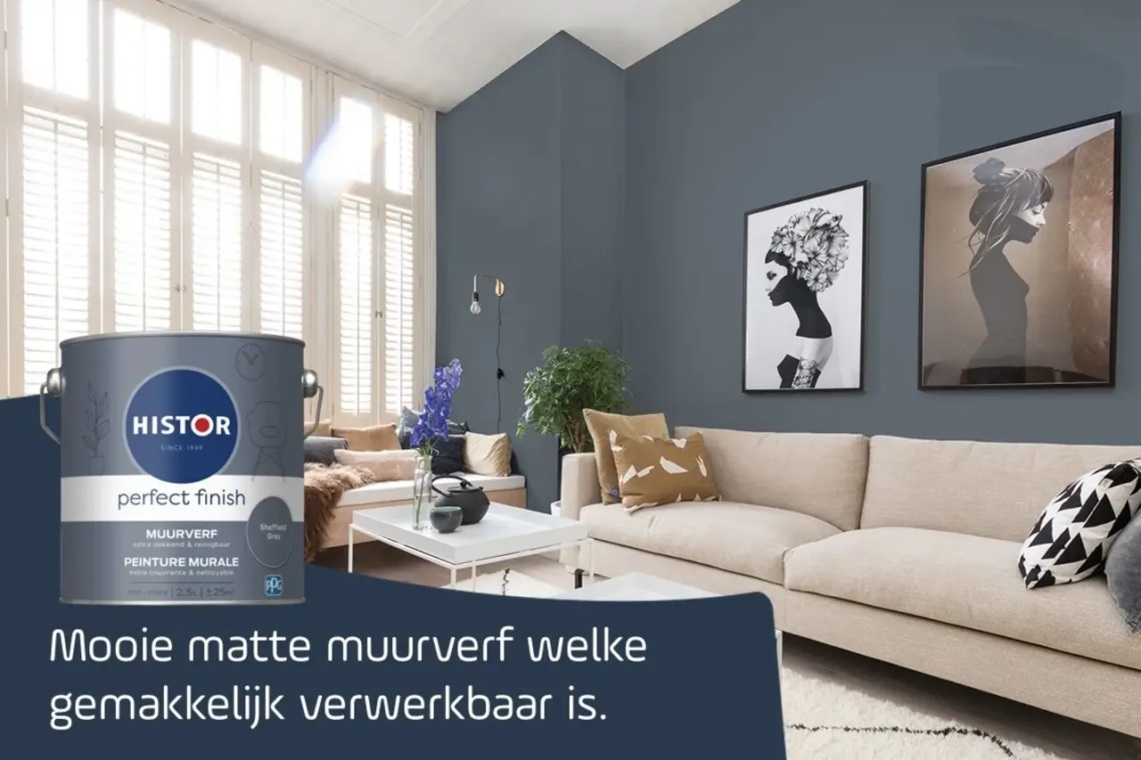 Histor Perfect Finish Muurverf Mat Sheffield Gray PPG1041-6