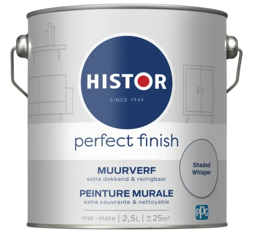 Histor Perfect Finish Muurverf Mat Shaded Whisper PPG5001-1 - 2,5 LTR