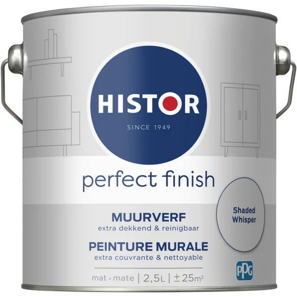 Histor muurverf Perfect Finish mat Shaded Whisper 2,5L