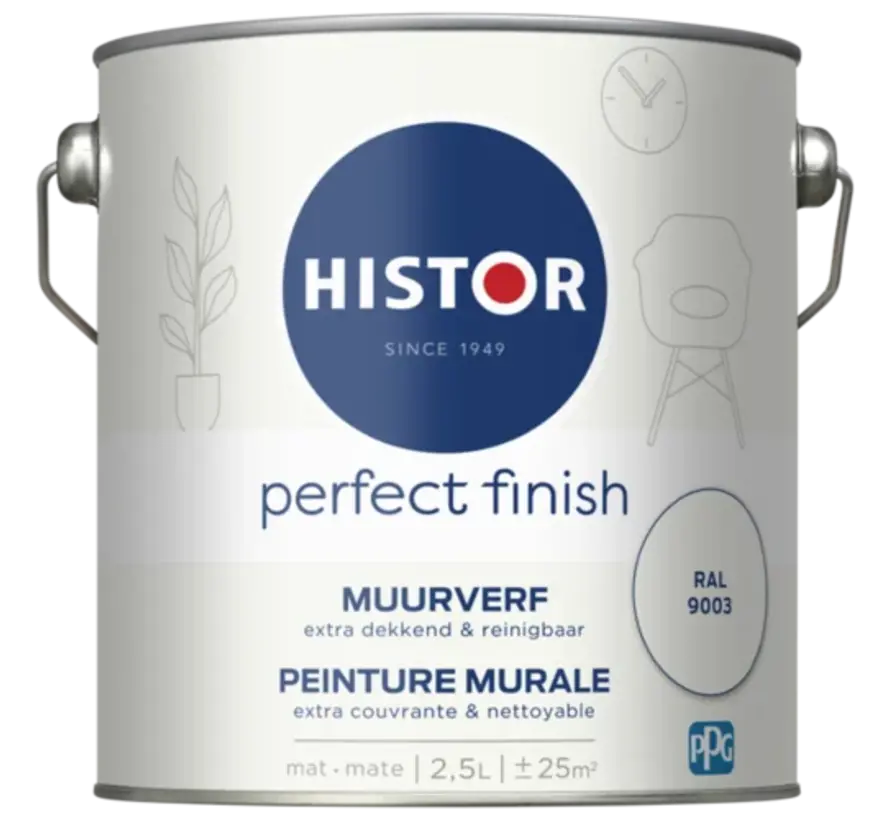 Histor Perfect Finish Muurverf Mat RAL 9003 - 2,5 LTR