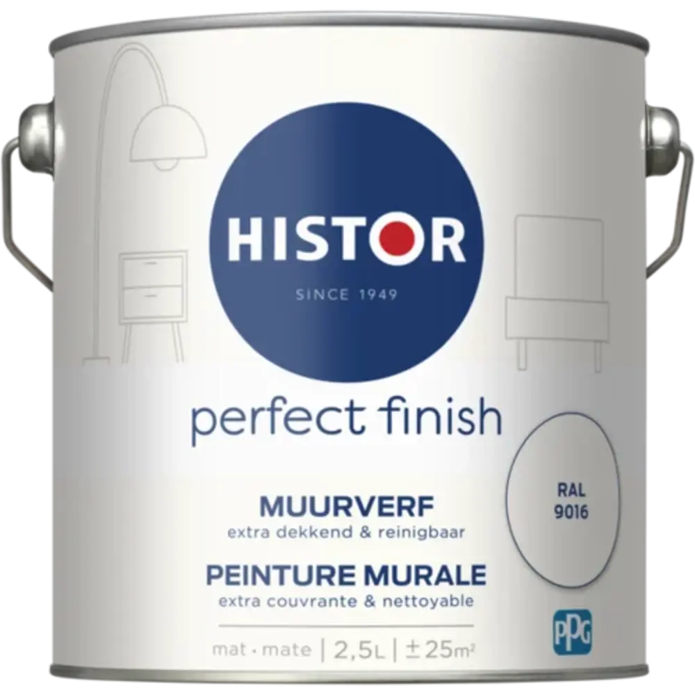 Histor Perfect Finish Muurverf Mat RAL 9016 Histor Perfect Finish Muurverf Mat RAL 9016