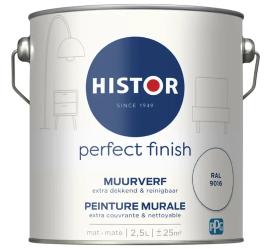 Histor Perfect Finish Muurverf Mat RAL 9016 - 2,5 LTR