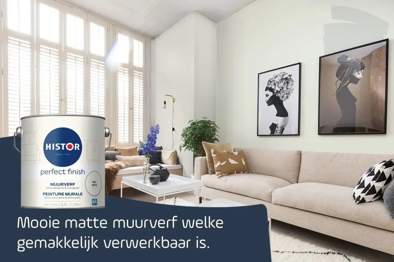 Histor Perfect Finish Muurverf Mat RAL 9010 Histor Perfect Finish Muurverf Mat RAL 9010