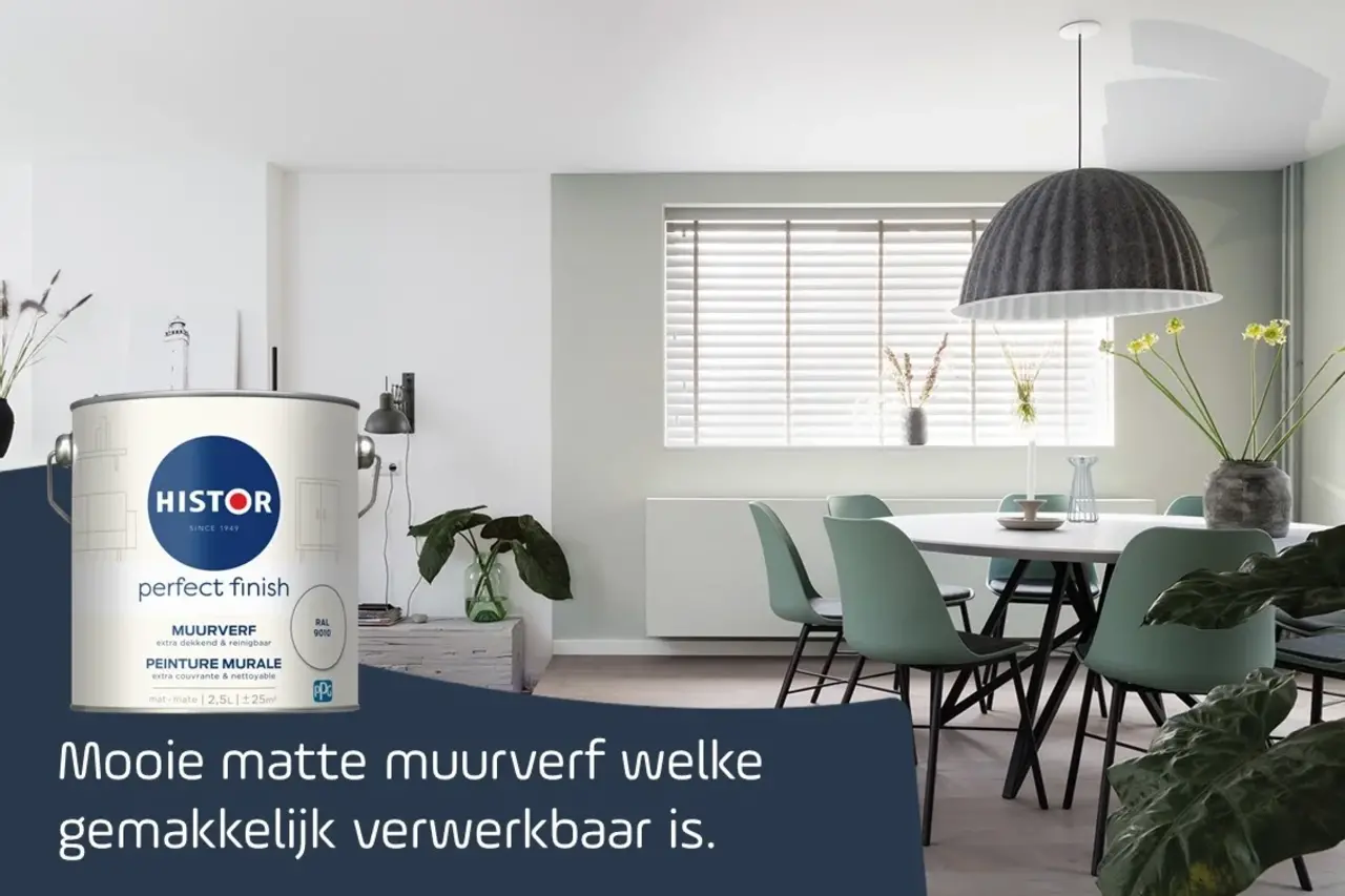Histor Perfect Finish Muurverf Mat RAL 9010 Histor Perfect Finish Muurverf Mat RAL 9010